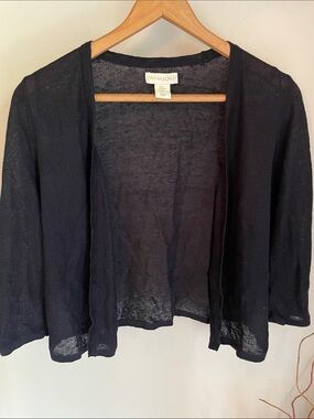 Cynthia Rowley Navy Sheer Open-Front Cardigan